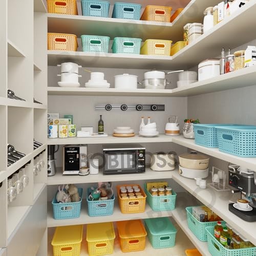 Colorful Plastic Storage Baskets with Lids Stackable Storage 12 Pack Colored