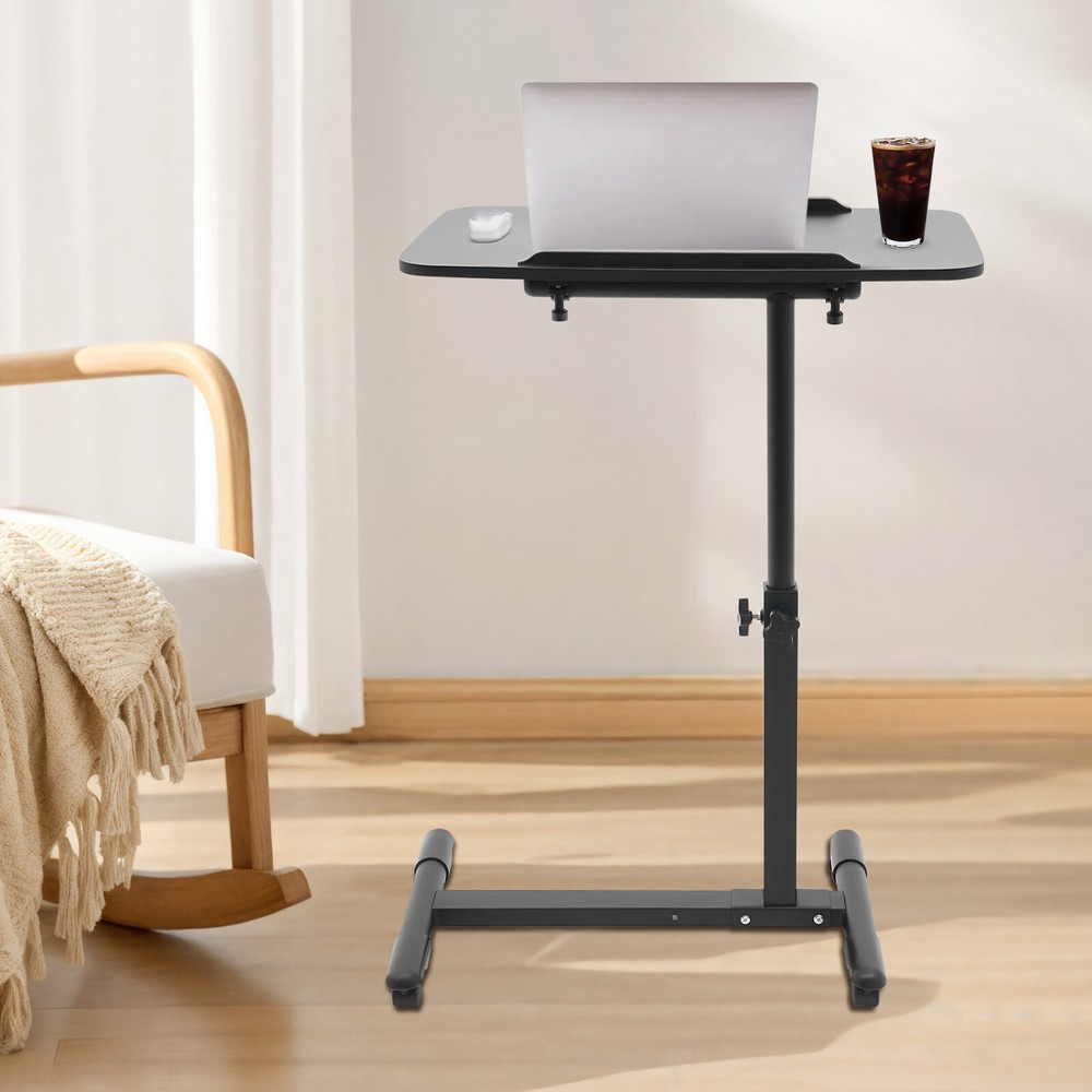 Adjustable Rolling Bedside Table with Wheels for Home and Office Use