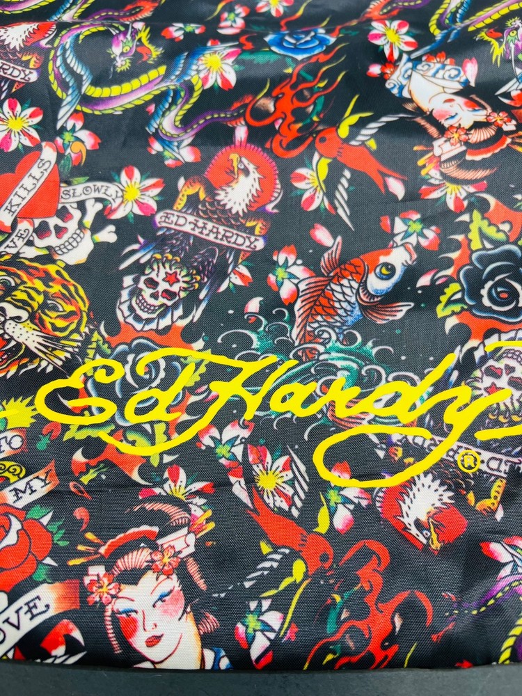 ed hardy nylon drawstring backpack love kills slowly