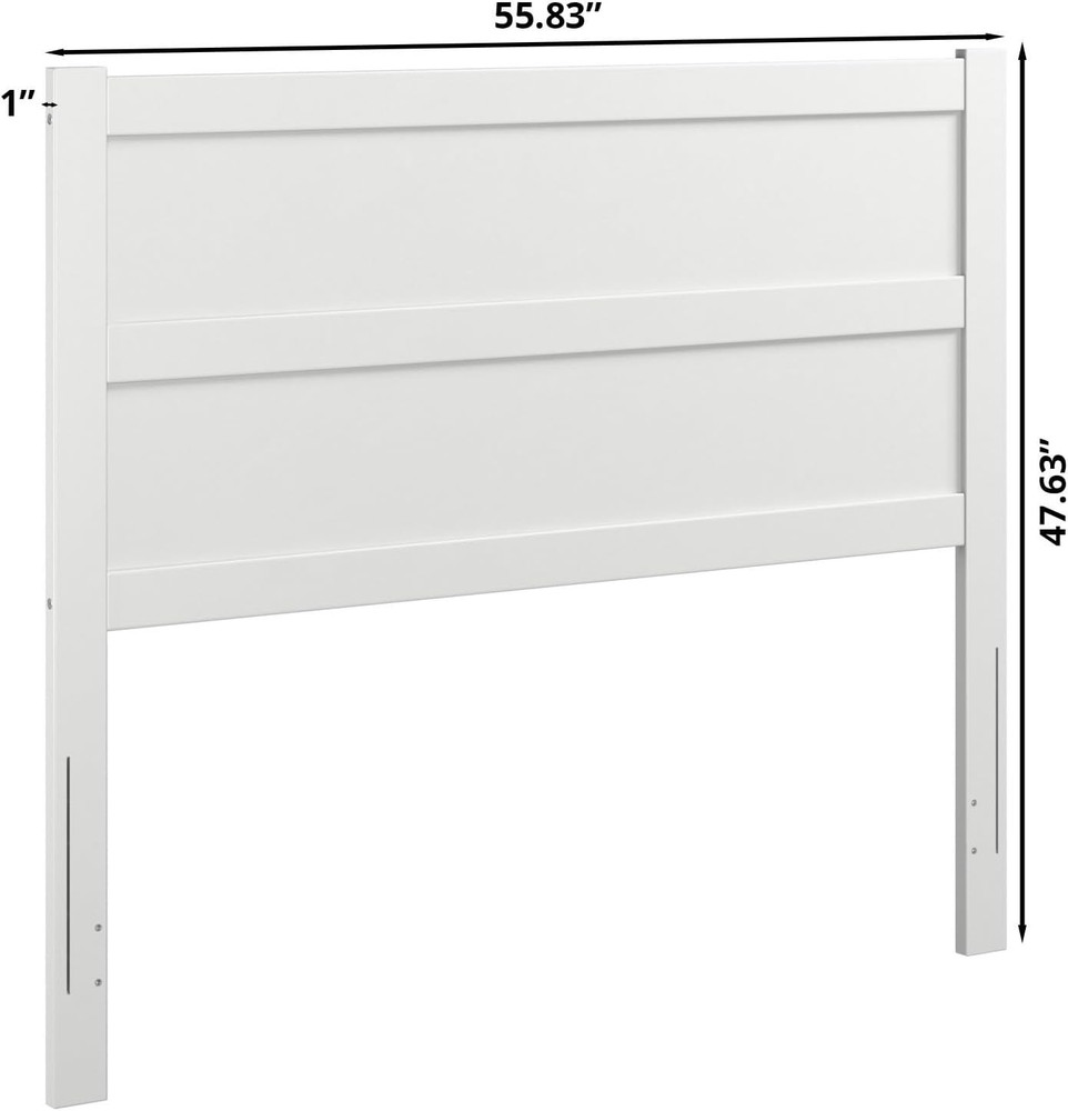 , Noho Solid Wood Panel Headboard, Full, White