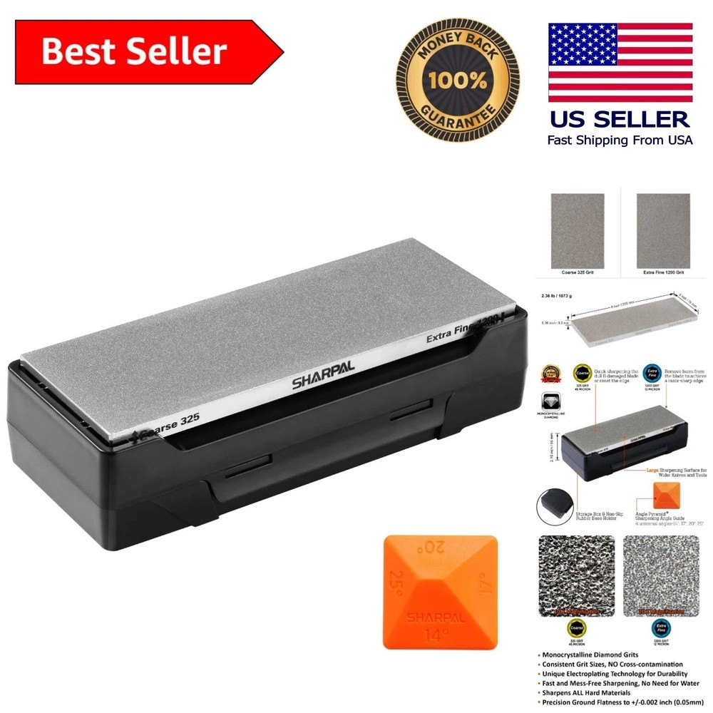 Heavy-Duty Double-Sided Whetstone with Non-Slip Base for Quick Edge Sharpening