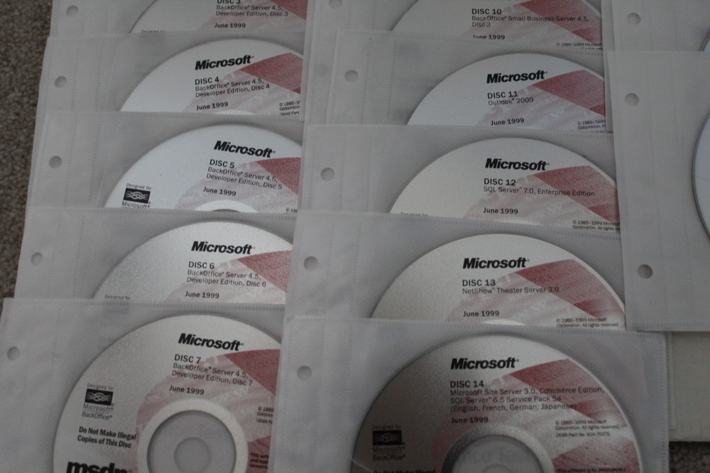 1999 MSDN BackOffice Test Platform Software 1 thru 16 and 19 thru 21