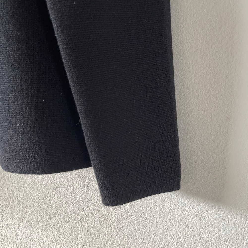 J. Crew Black Cropped Single Button Sweater Blazer (M) Wool Cotton Blend