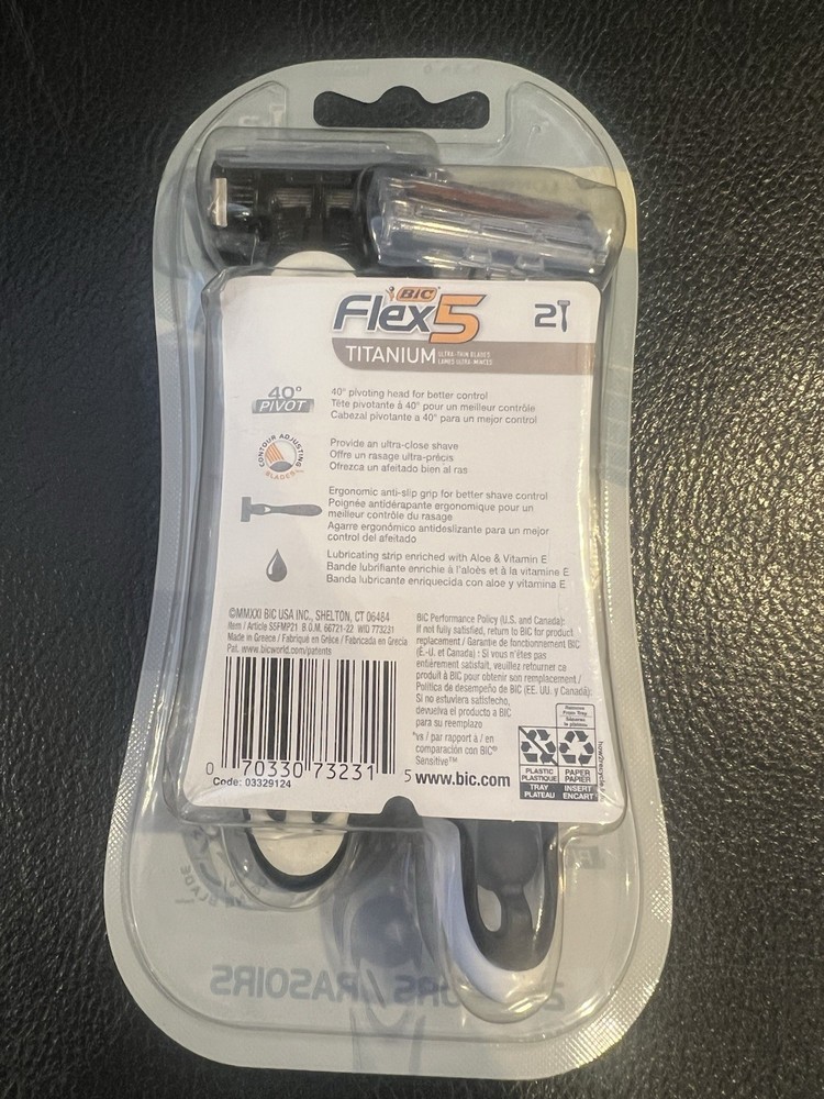 BIC flex 5 titanium 2 count 1 pack razors