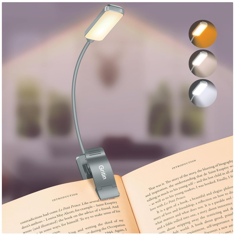 3 Color Temperatures LED Reading Light - Rechargeable & Lightweight Design