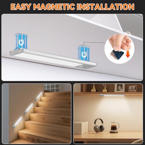 Under Cabinet Lighting Wireless, Rechargeable Motion Sensor Light 10inch-3Pack