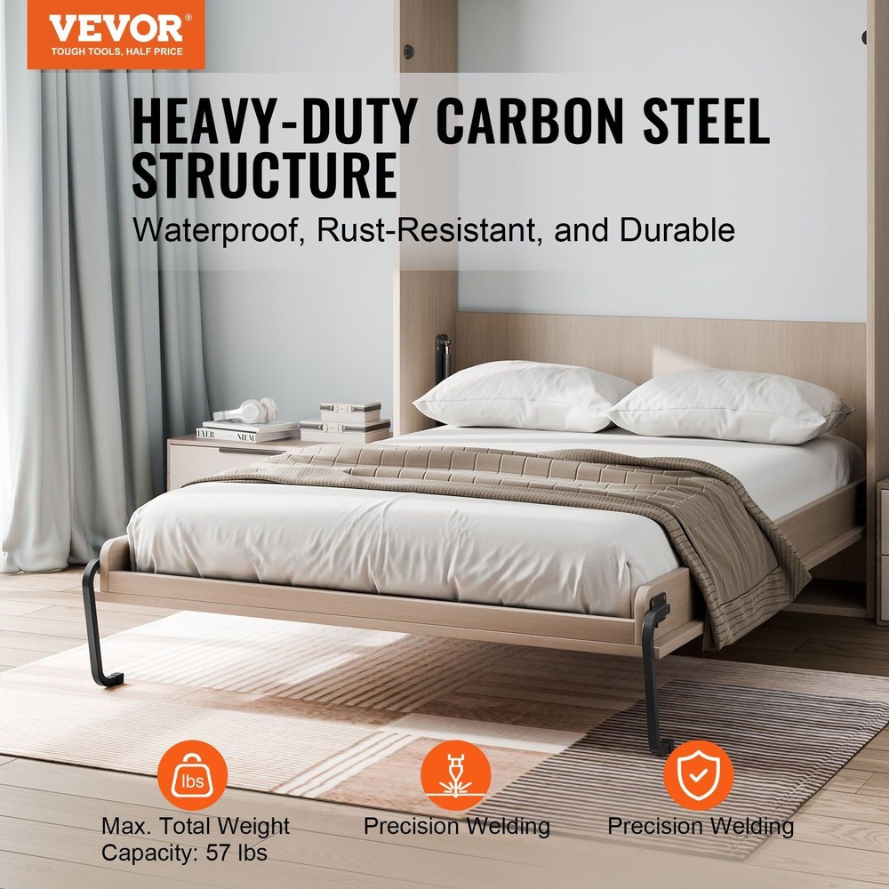 Full Size Vertical Murphy Bed Kit 333lb Capacity & Adjustable Design