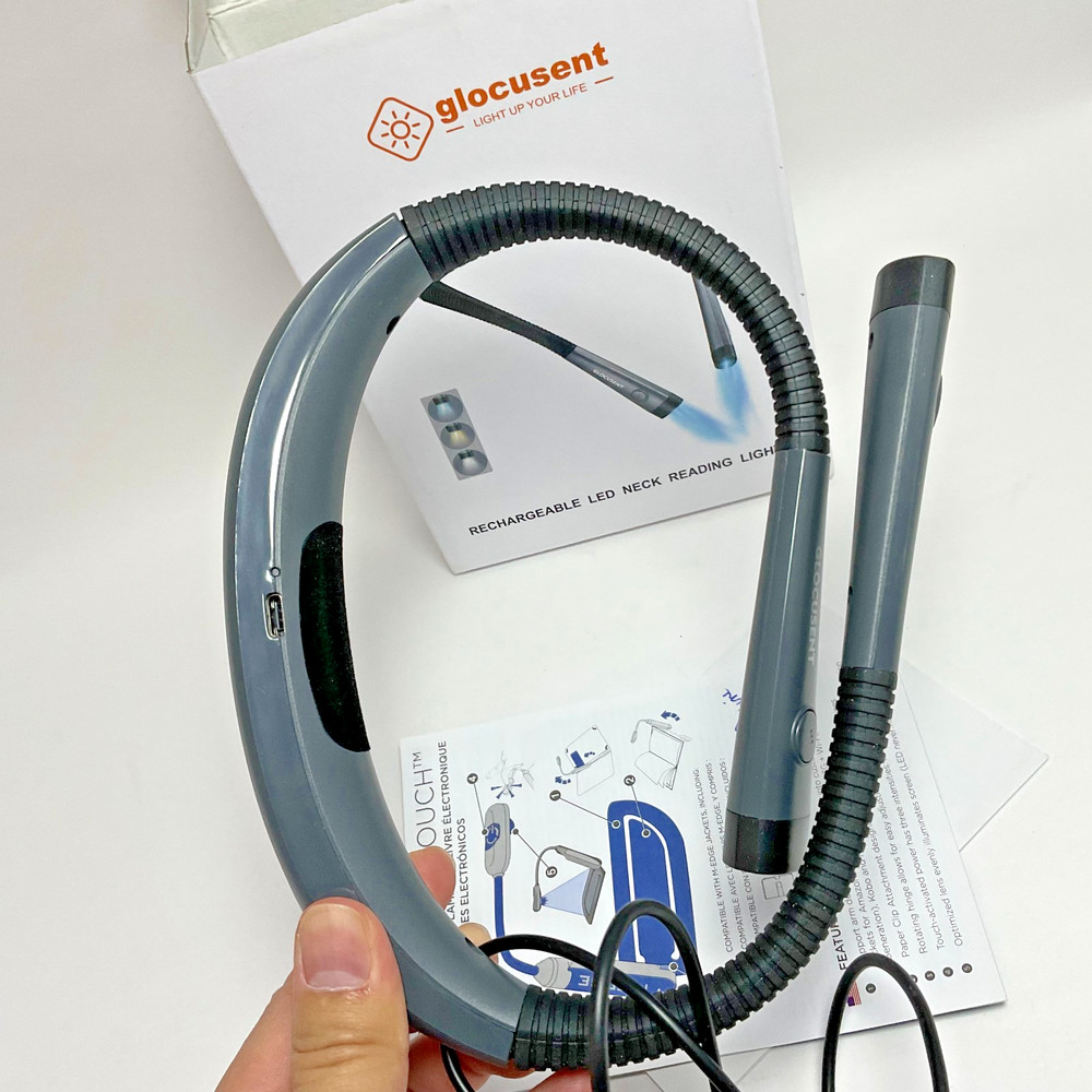 Glocusent Rechargeable LED Neck Reading Light – Hands-Free, Open Box