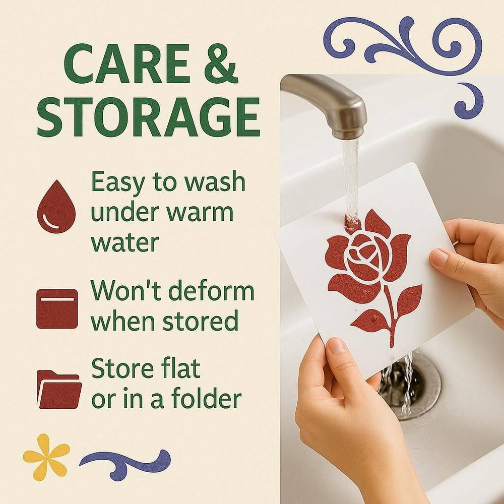 Reusable Plastic Stencil for DIY Crafts - Floral & Geometric Patterns by Sten…