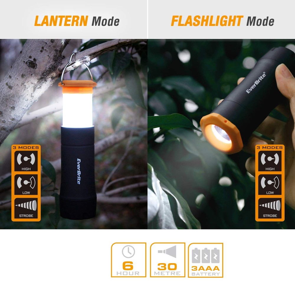 Mini Lantern Flashlight 2 Pack 3 Mode Zoomable LED Portable Camping Emergency...