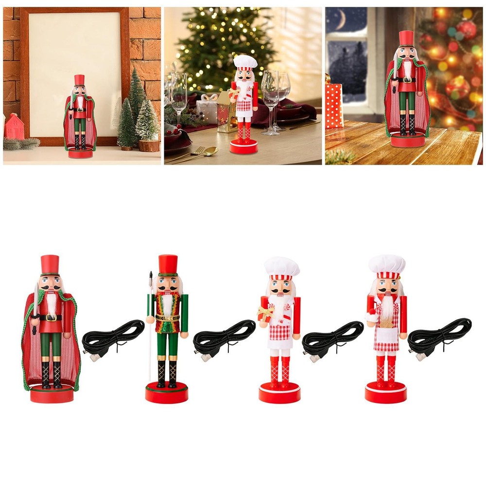 Christmas Nutcracker Figurine Built in Light LED Nutcracker Toy for Office