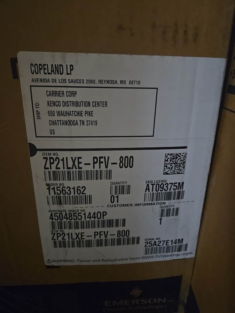 Copeland Compressor ZP21LXE-PFV-800 New