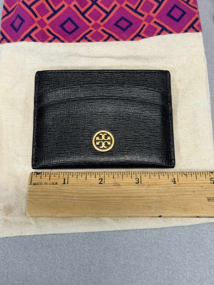 Tory Burch Robinson Leather Card Case Black