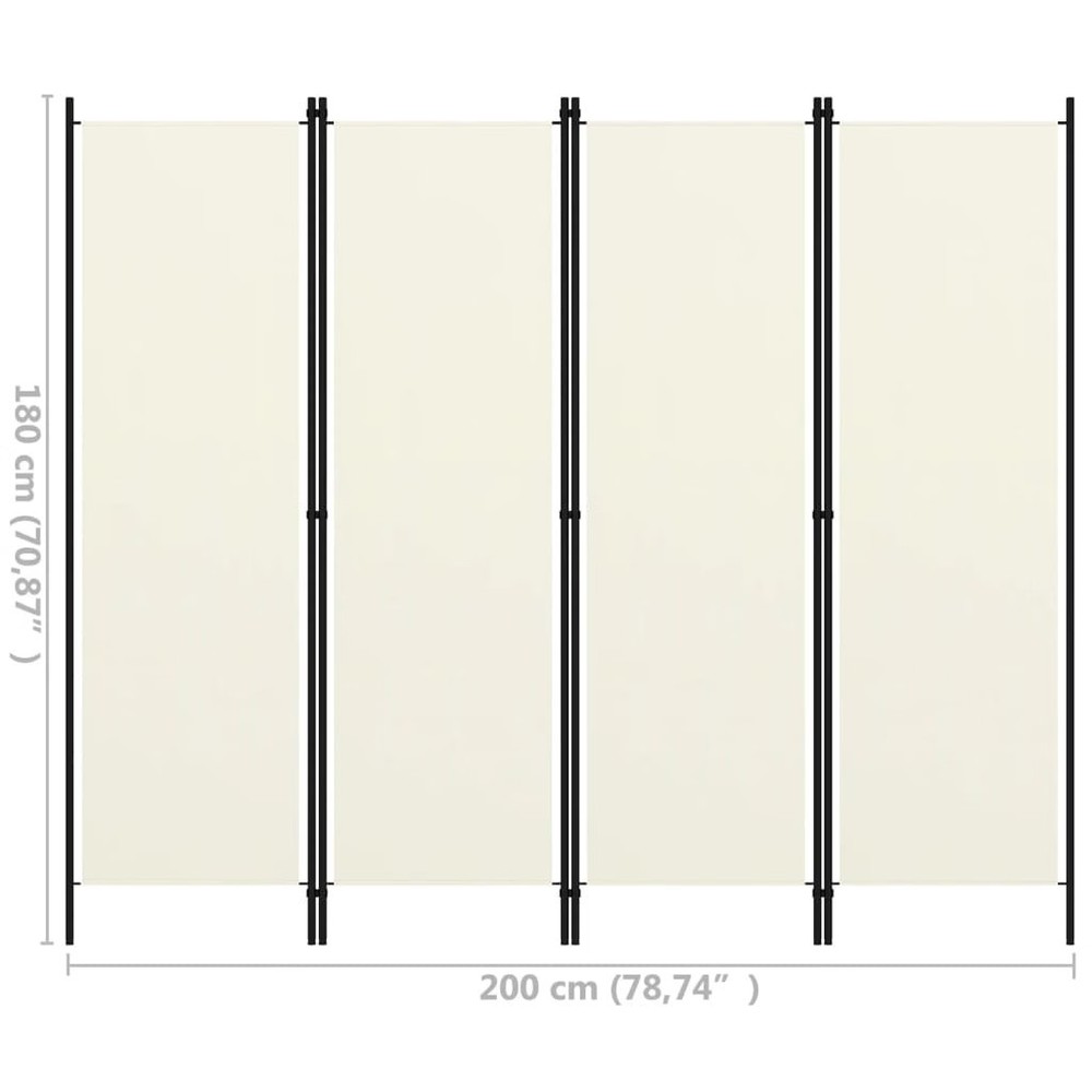 4-Panel Room Divider White 78.7"x70.9"