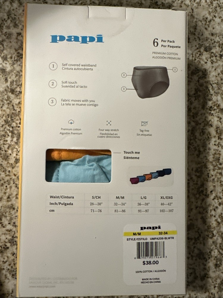 Papi Premium Cotton Low rise Briefs 6 pack Size M (32-34)