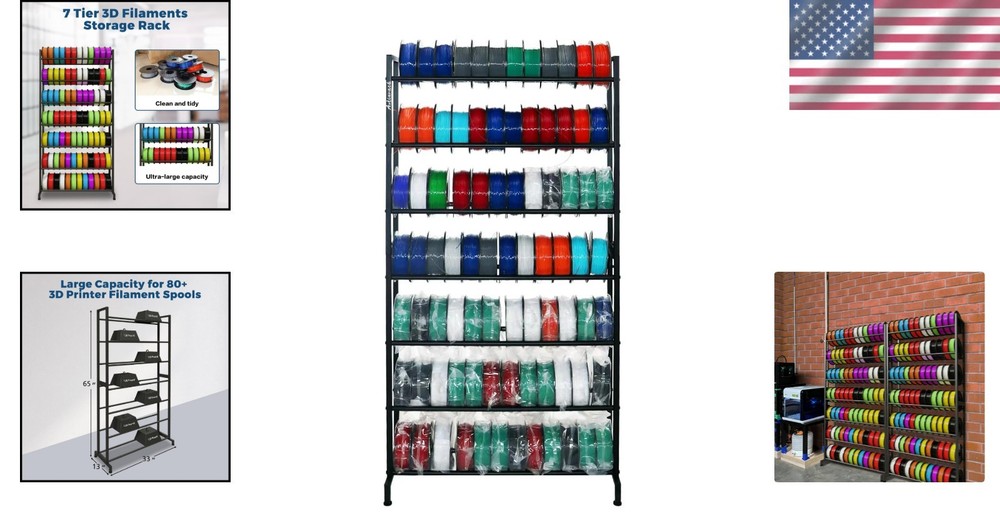Heavy-Duty 3D Printer Filament Storage Rack - Large Capacity & Adjustable