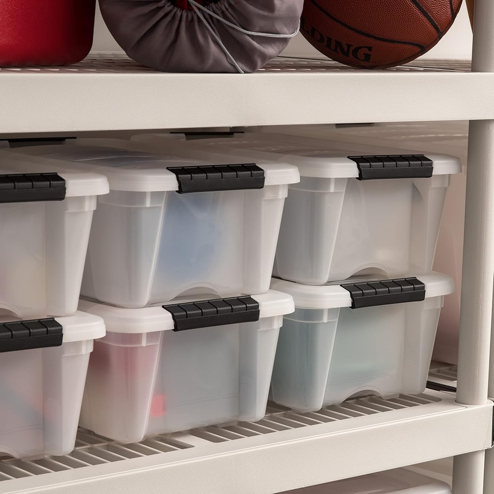 13 QT Plastic Storage Containers with Lids - 6-Pack - Pearl White