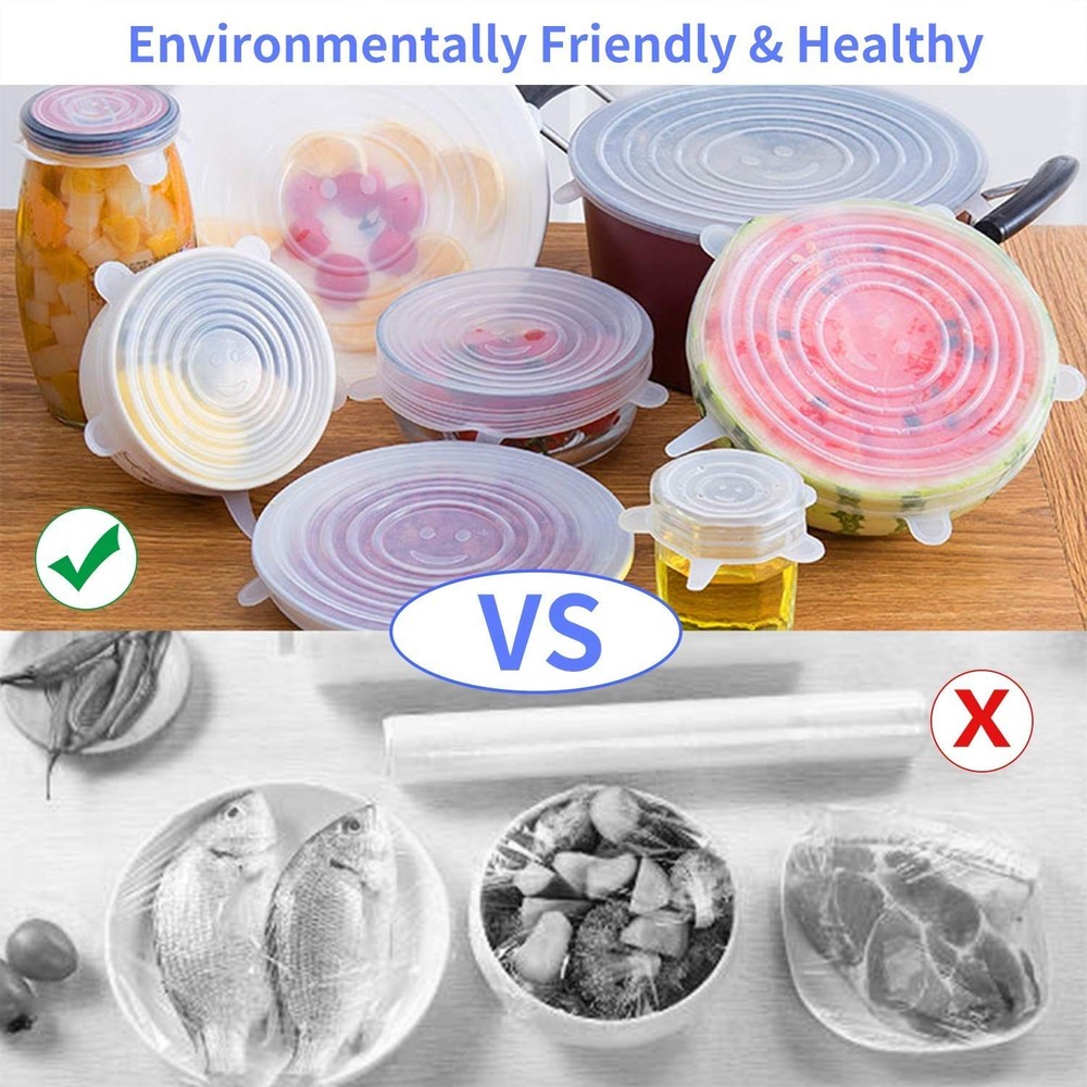 Silicone Stretch Lids, 18 Pack Reusable Transparent
