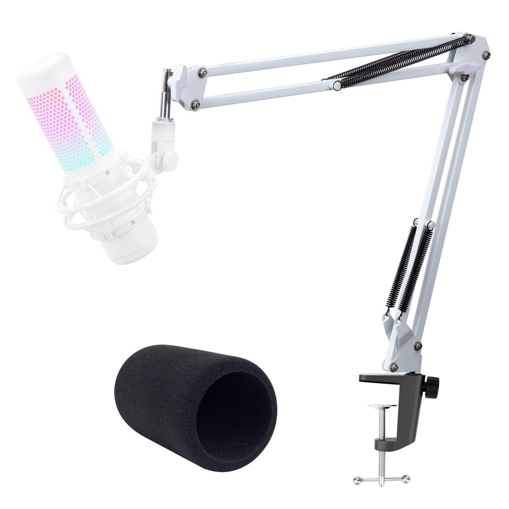 White Boom Arm for HyperX QuadCast S  White Mic Arm Compatible with Hyperx Qu...