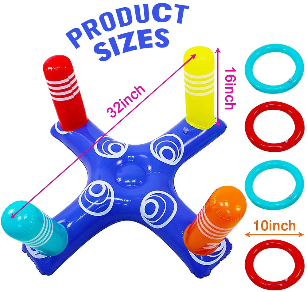Inflatable Pool Ring Toss Game Set, 4 Pieces