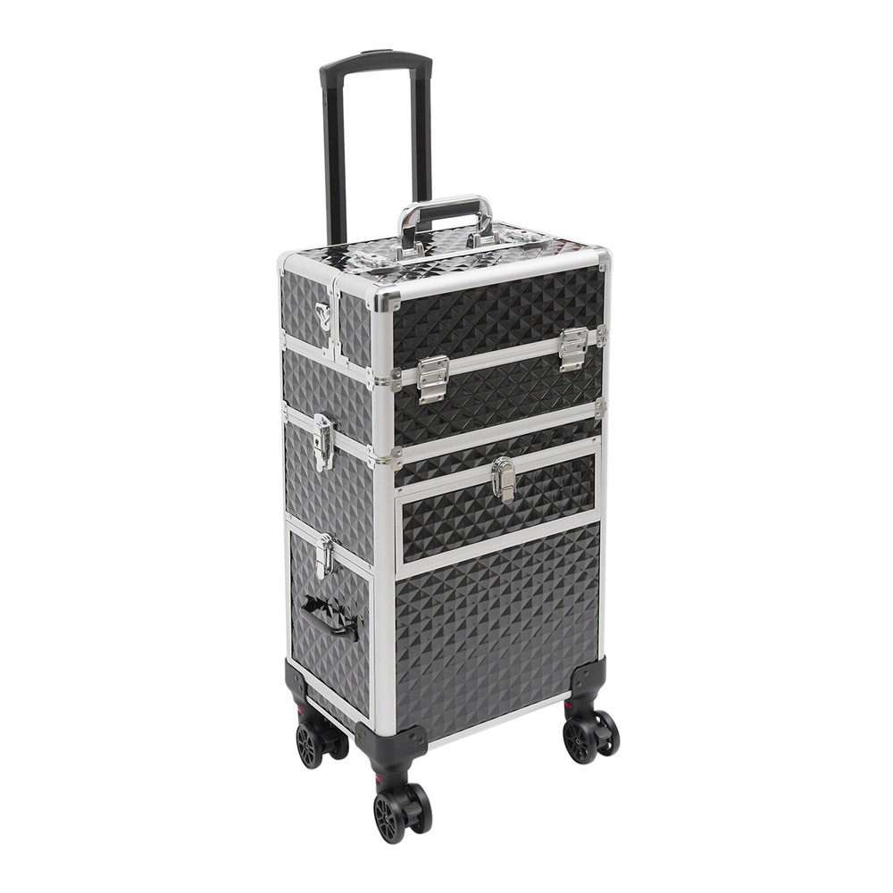 Professional Rolling Makeup Train Case, Multi-functional Cosmetic Trolley, Large