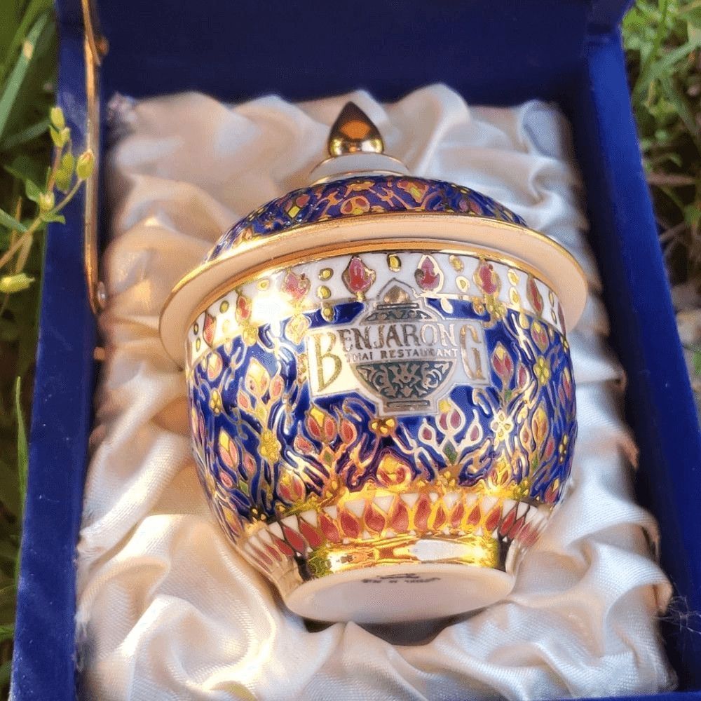 Handcrafted Benjarong Porcelain Covered Jar