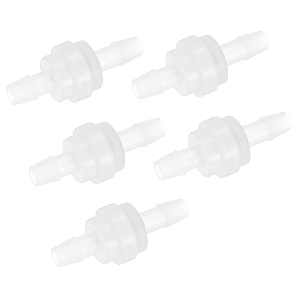 5-Pack One Way Check Valve, 1/4" Barb Hose Non Return Check Valve 1.76" [Clear]