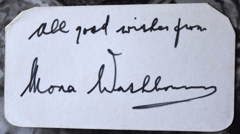 Mona Washbourne Hand Signed Card