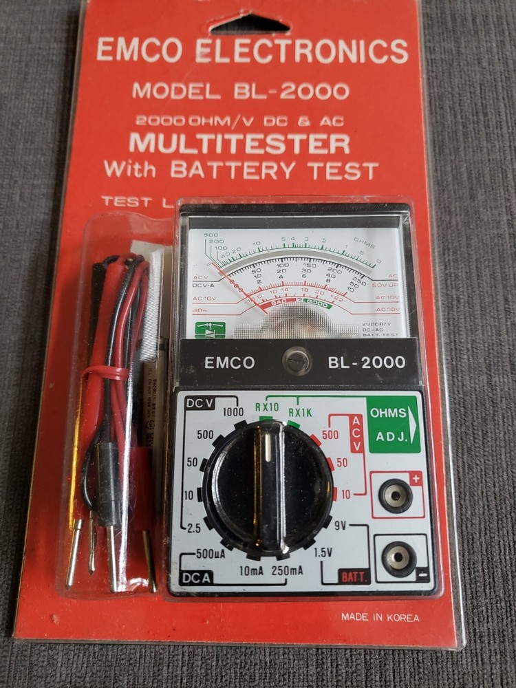 Vintage Analog Multitester Emco Electronics Model BL-2000 Ohm/V DC AC