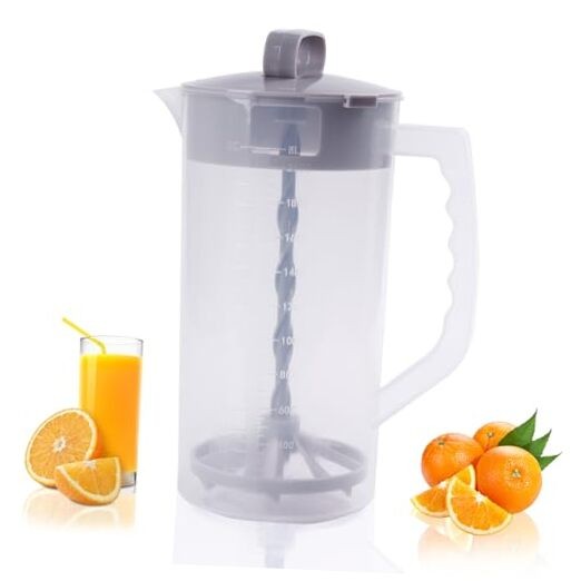 2 Quart/64oz Mixing Pitcher with Adjustable Plunger & Lid - BPA-Free, 1 pack