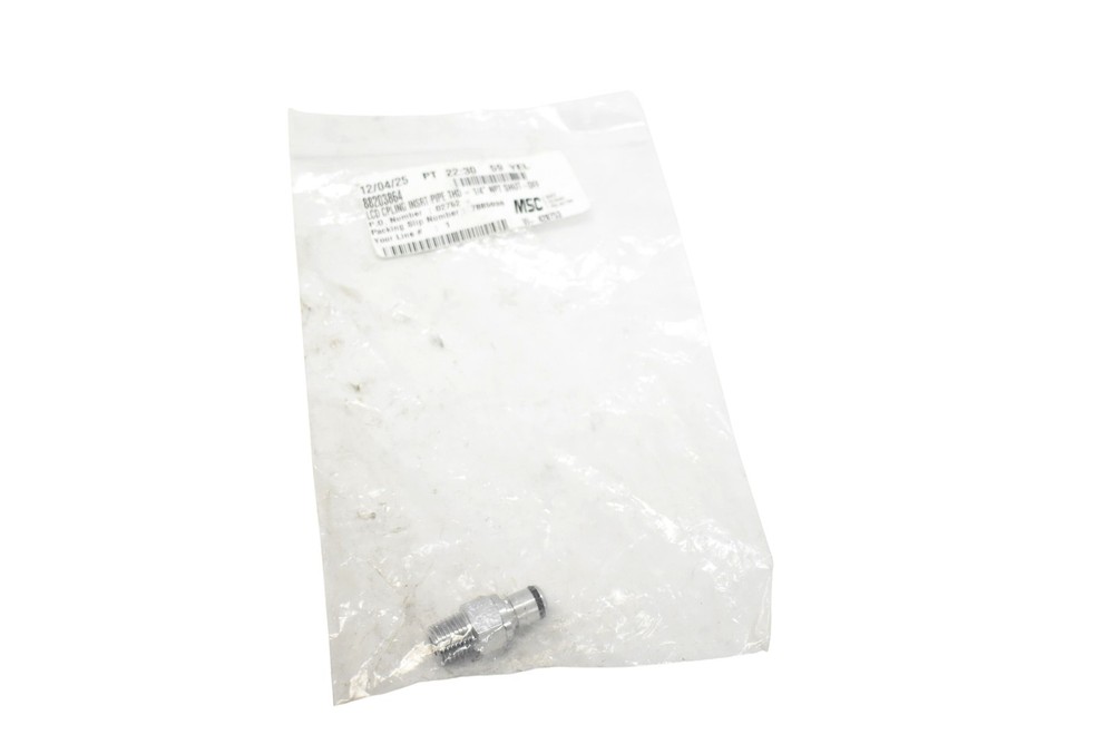 MSC LCD Coupling Insert Pipe Thread 1/4 NPT Shut-Off Fitting Silver Coupler