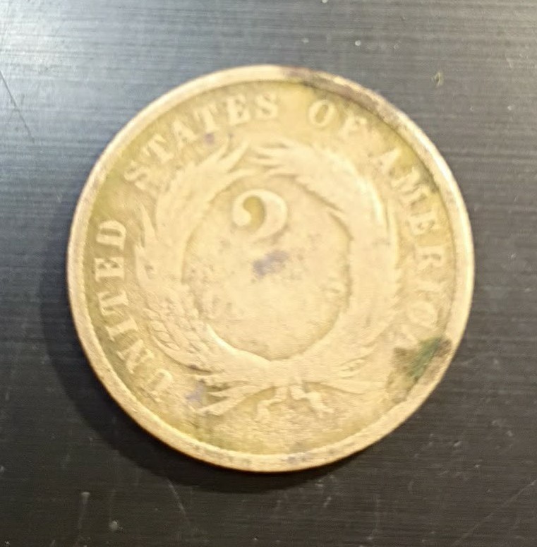 1865 Two 2 Cent Piece- Fancy 5, GOOD
