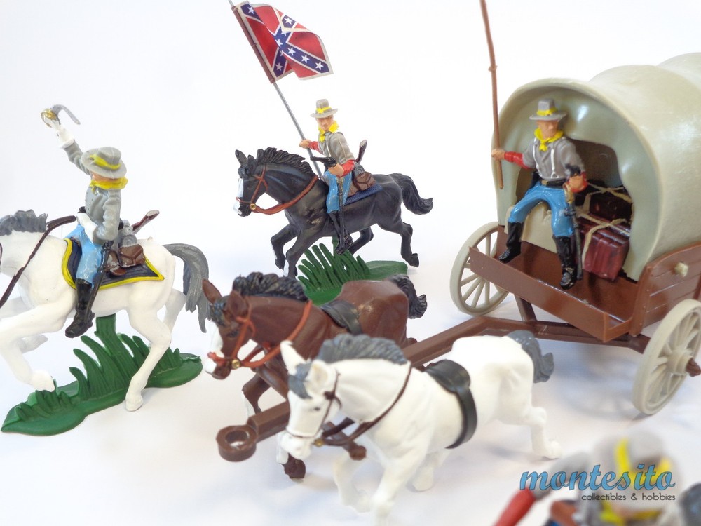 BRITAINS DEETAIL DSG * ACW CONFEDERATE MOUNTED TROOPS CSA (#1) & COVERED WAGON