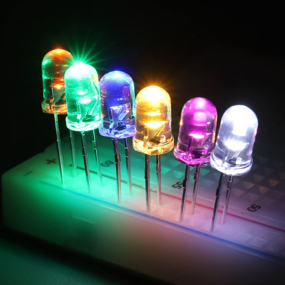 BOJACK 5 Colors 500 pcs 5mm LED Diode Lights Assored Kit Pack Bright...