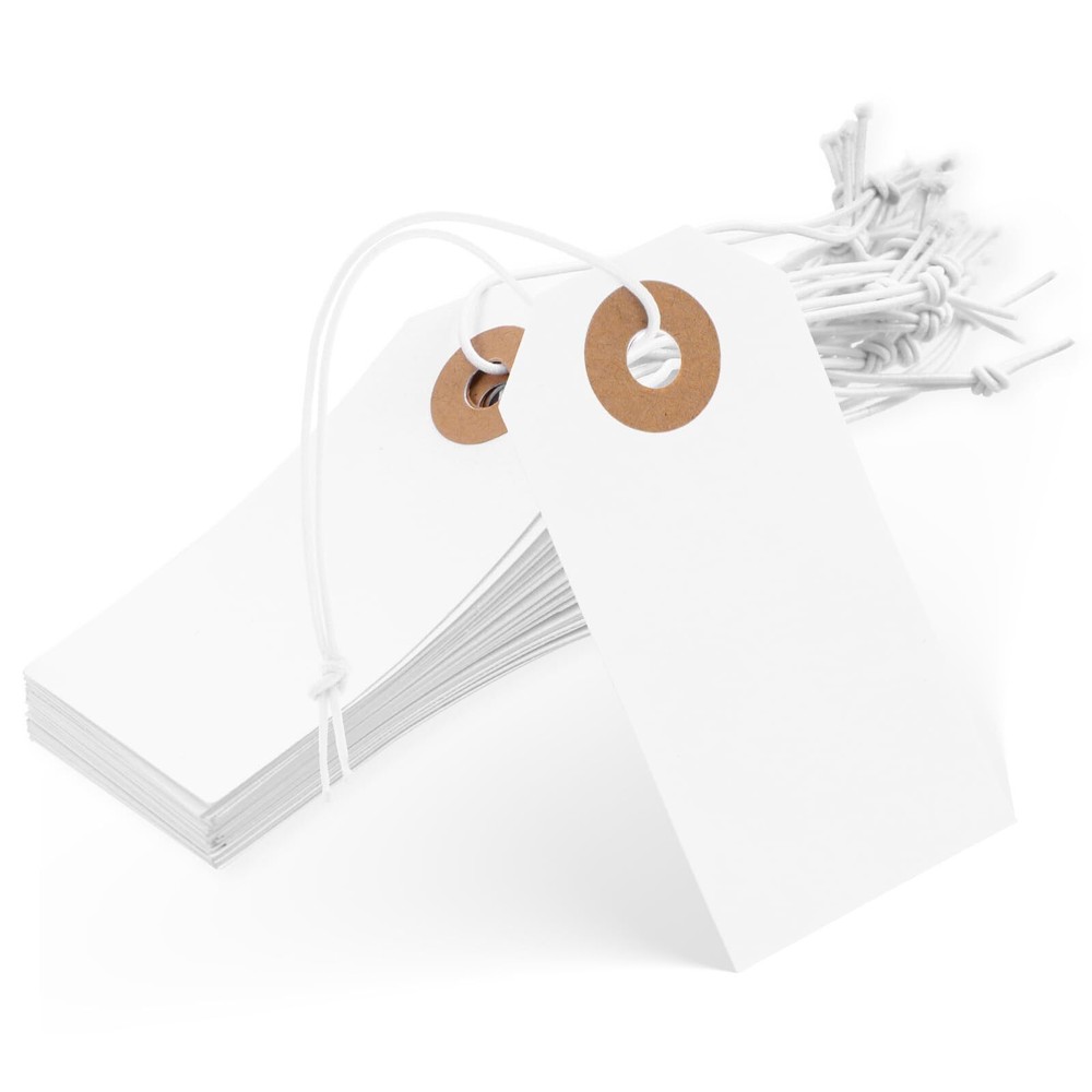 100pcs Large Price Tags with Elastic String Hang Paper Gift Tags with String ...