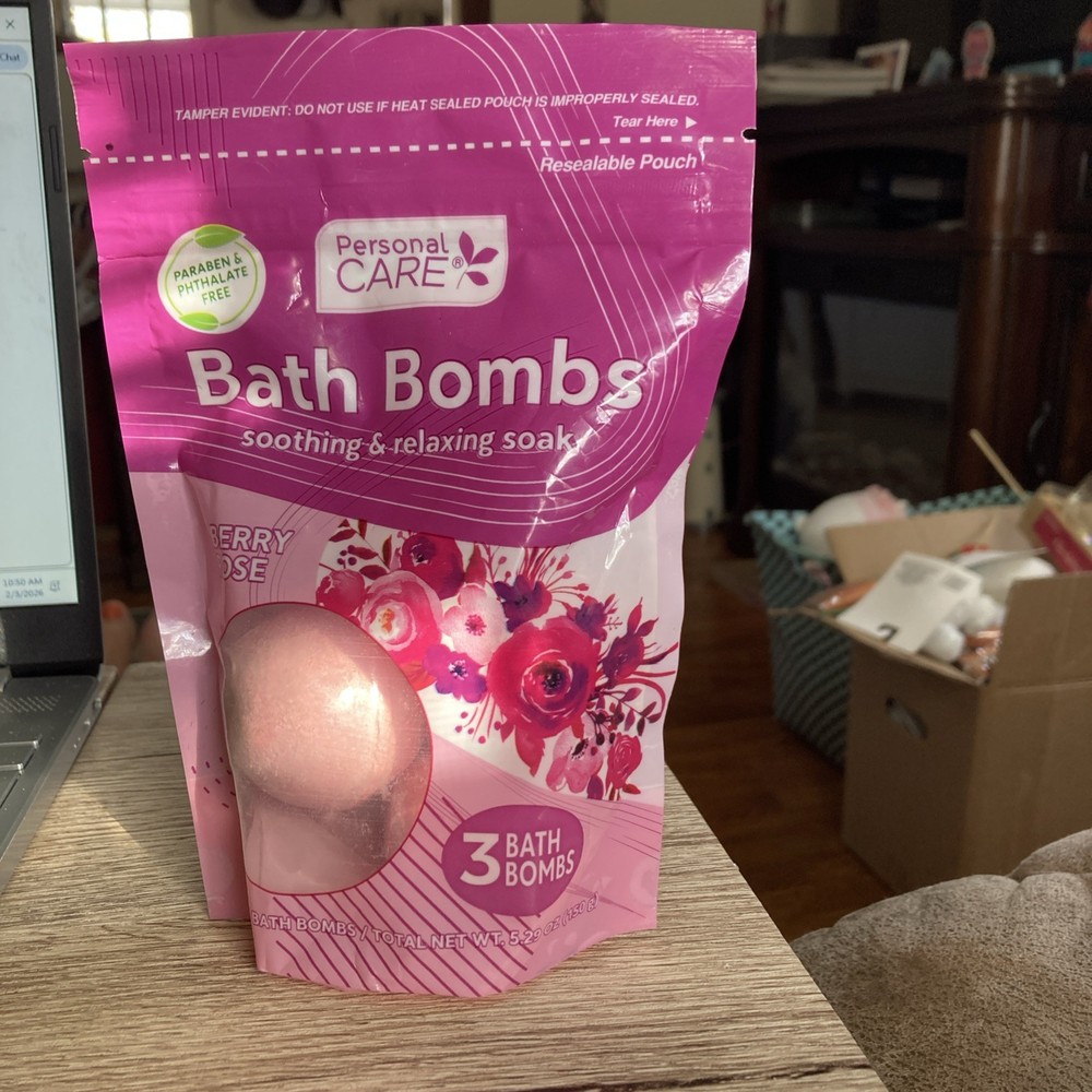 NEW- BERRY ROSE Bath Bombs-Package Contains 3 Bath Bombs