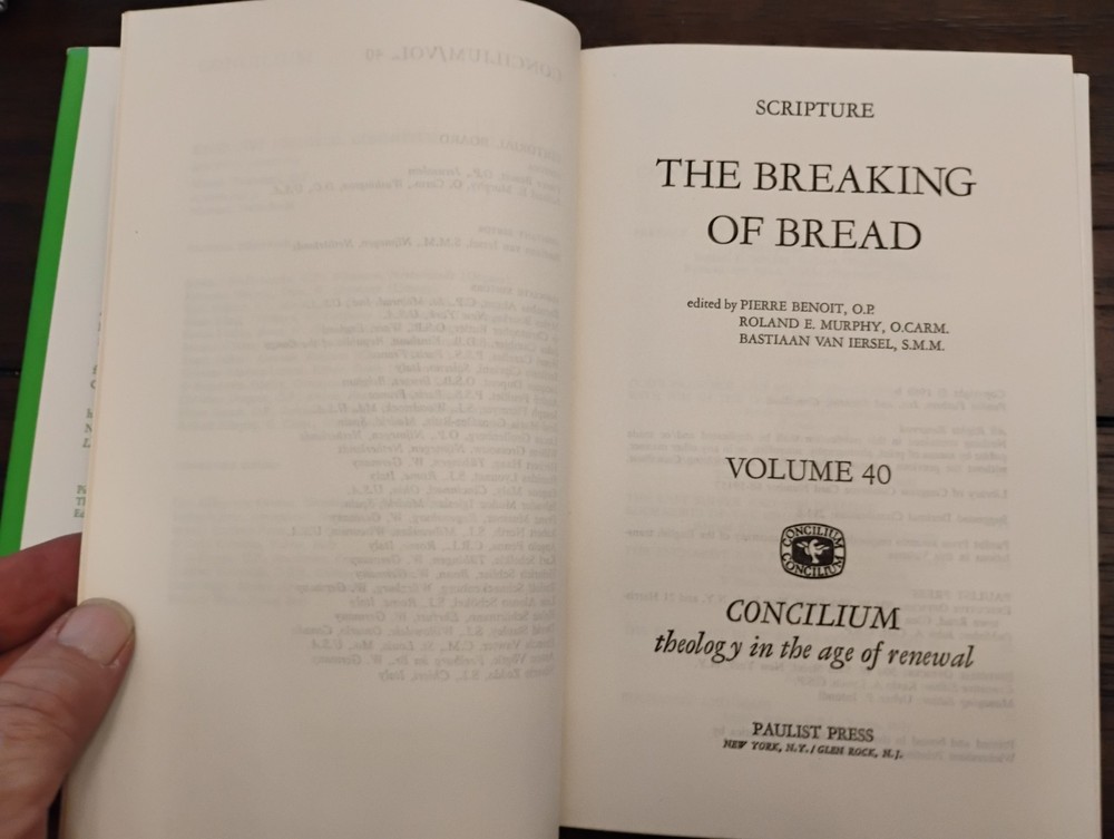 Book Concilium 40 Scripture The Breaking of Bread HC/DJ Library