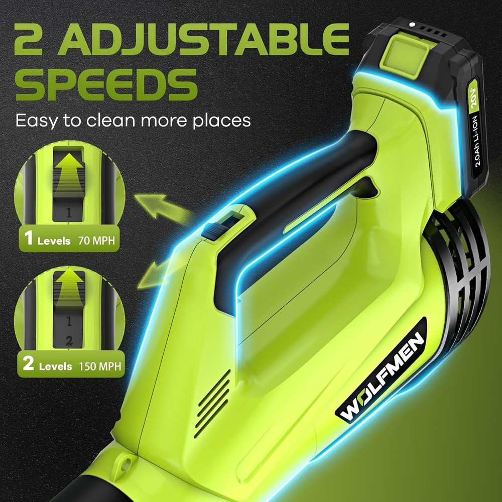 Powerful 2-Speed Electric Leaf Blower - 150 MPH, Lightweight & Adjustable Length