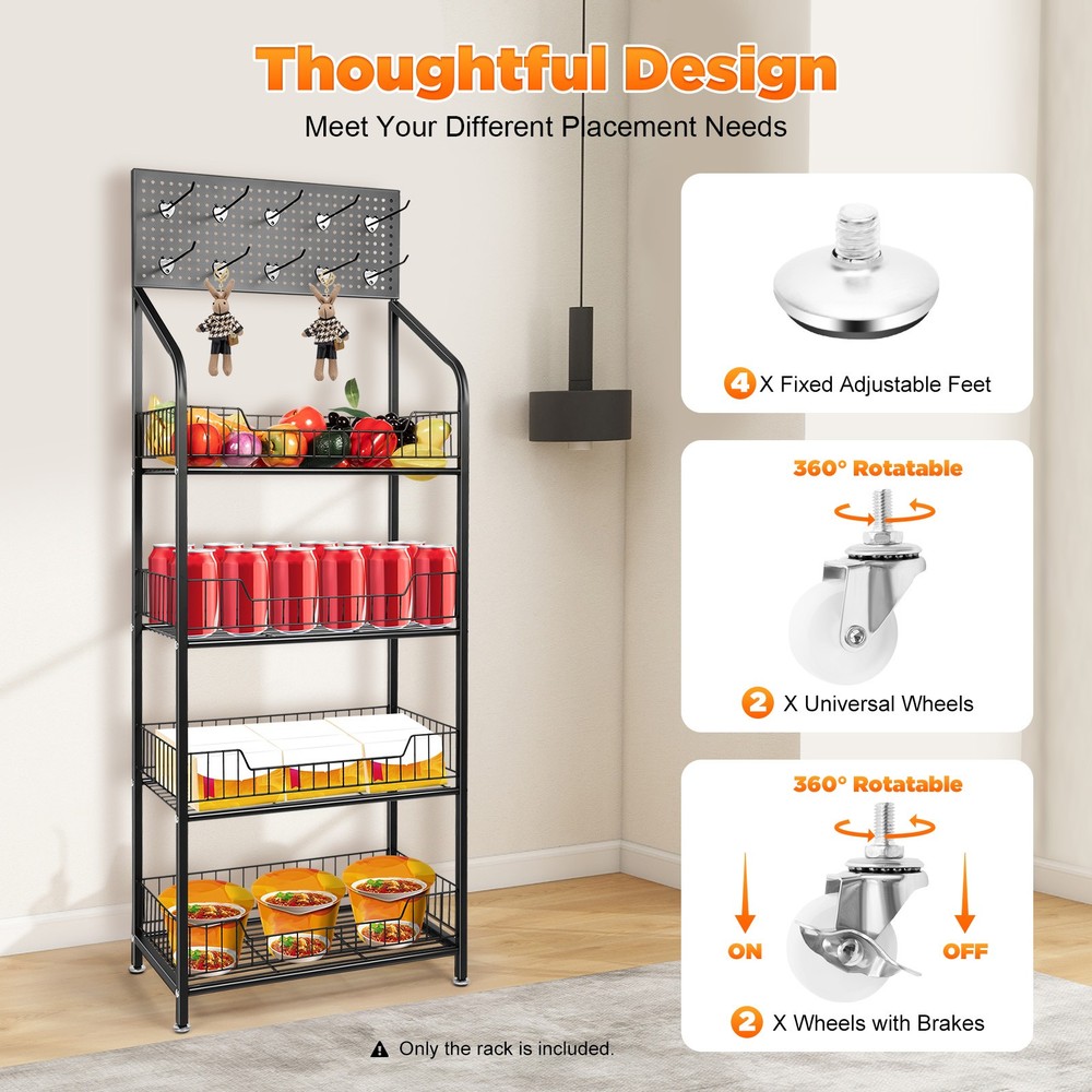 4 Tier Retail Snack Candy Display Rack Stand Display Organizer Basket Holder