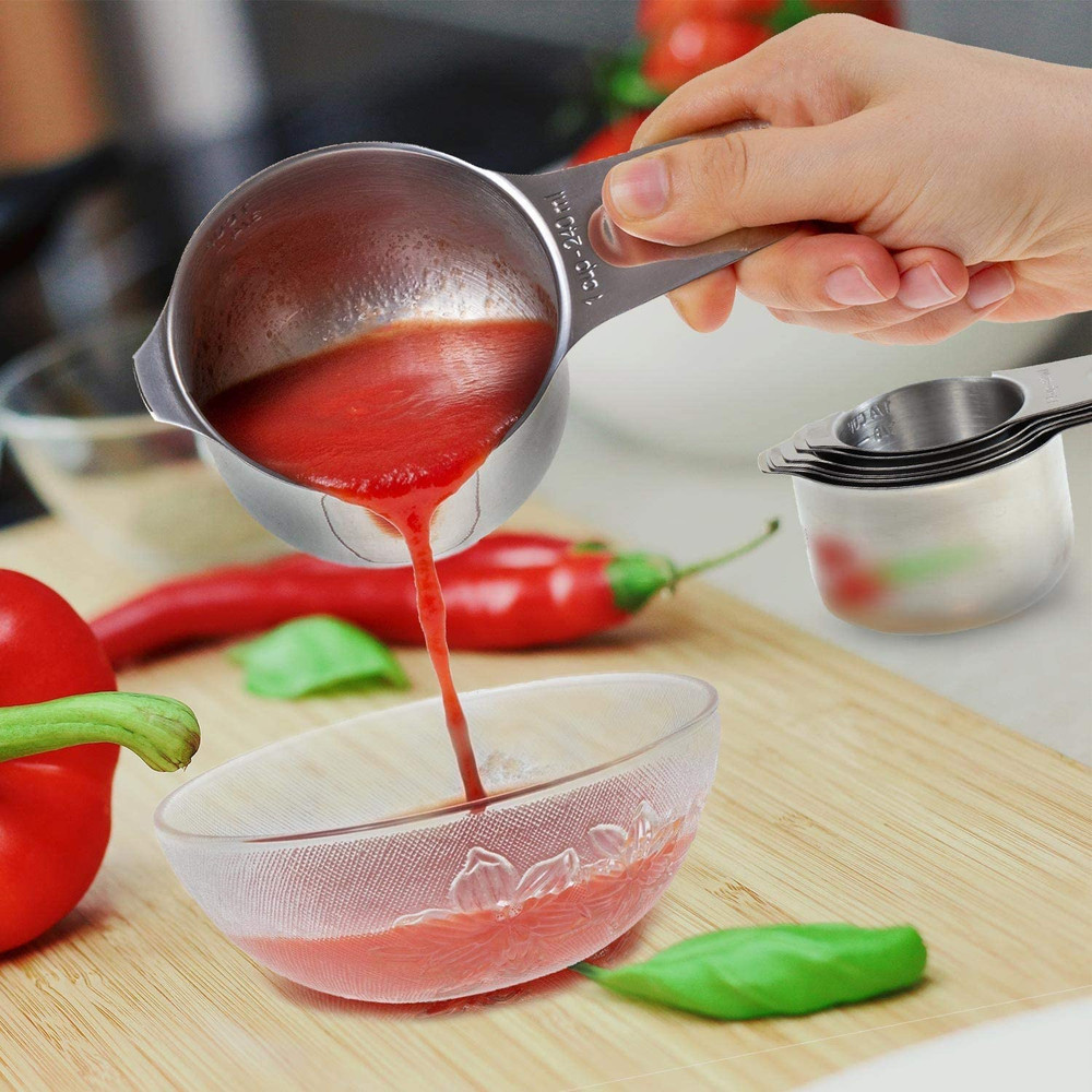 Measuring Cups Stainless Steel 7 Piece Stackable Set for Dry or Liquid Ingredien