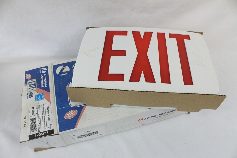 Lithonia Lighting Quantum Thermoplastic LED Emergency Exit Sign Red Letters