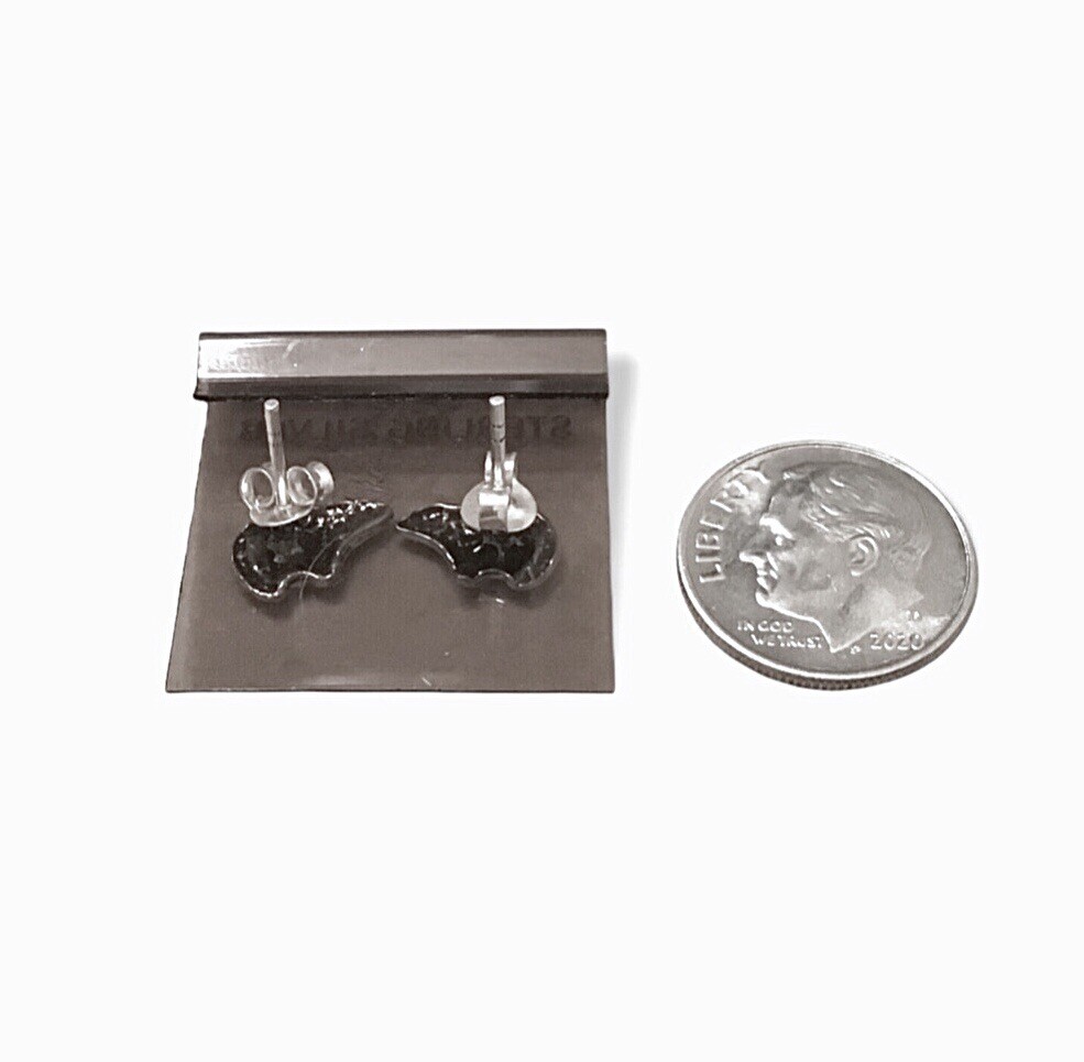 Solid 925 Sterling Silver Heartline Zuni Bear Stud Earrings