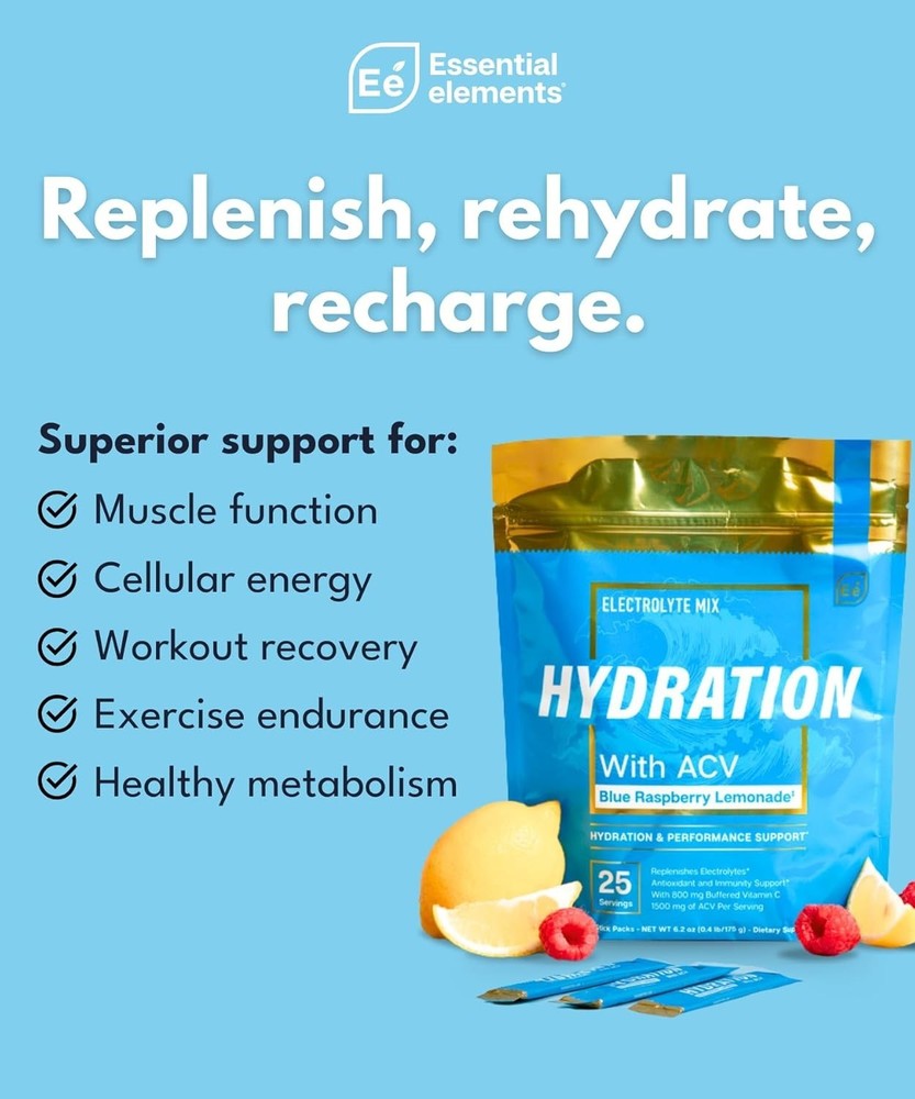 Essential elements Hydration Packets - Blue Raspberry Lemonade - Electrolytes Po