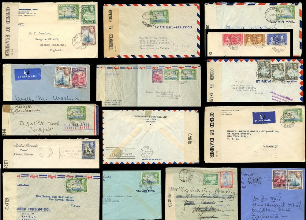 BERMUDA WW2 CENSORED AIRMAIL + PRINTED ENVELOPES POSTMARKS etc ...EACH PRICED