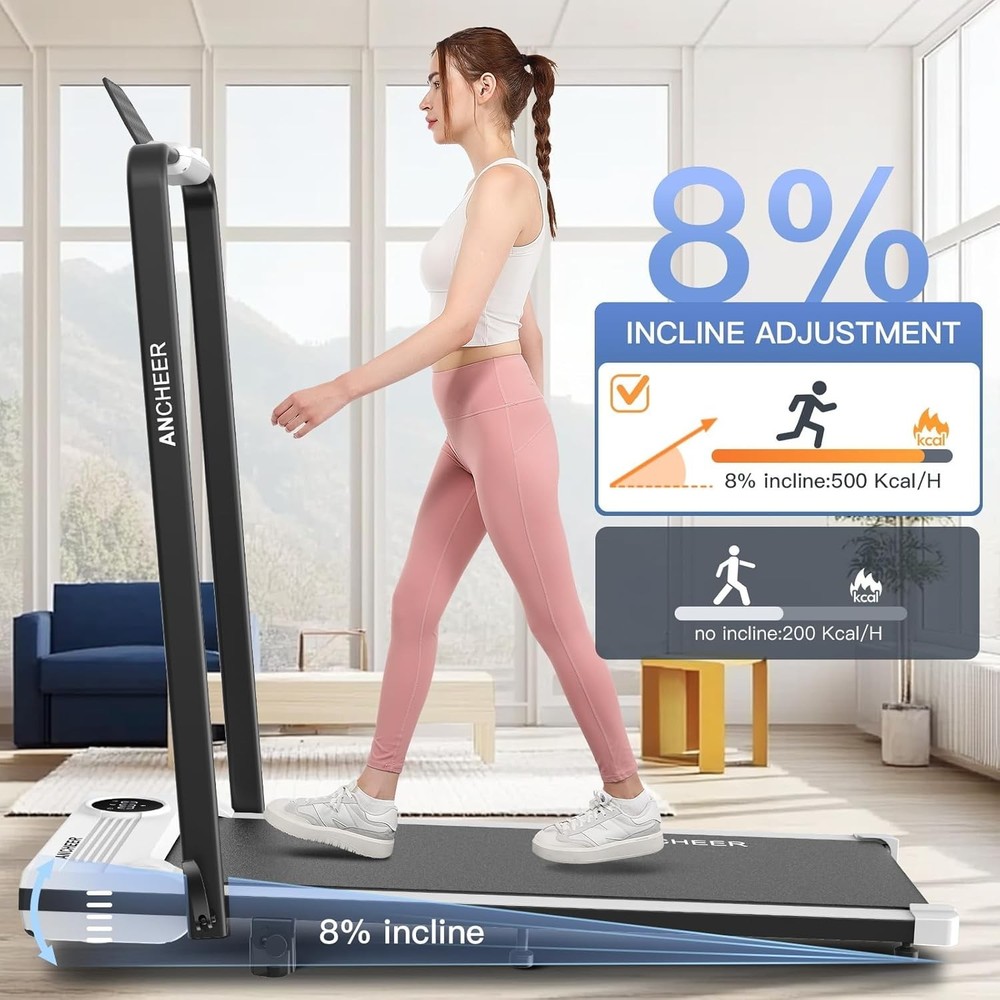 Folding Walking Pad Treadmill with Incline,Portable Exercise Machine with Remote
