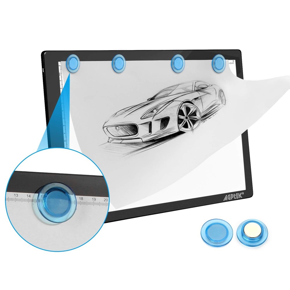 Light Box,Magnetic A4 Pad Magnetic Pad(buttons control), Black