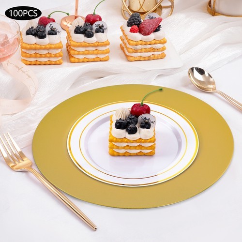 100 Pcs Western Dim Sum Dishes With Patterns, Round Plates Set, Reusable Plate
