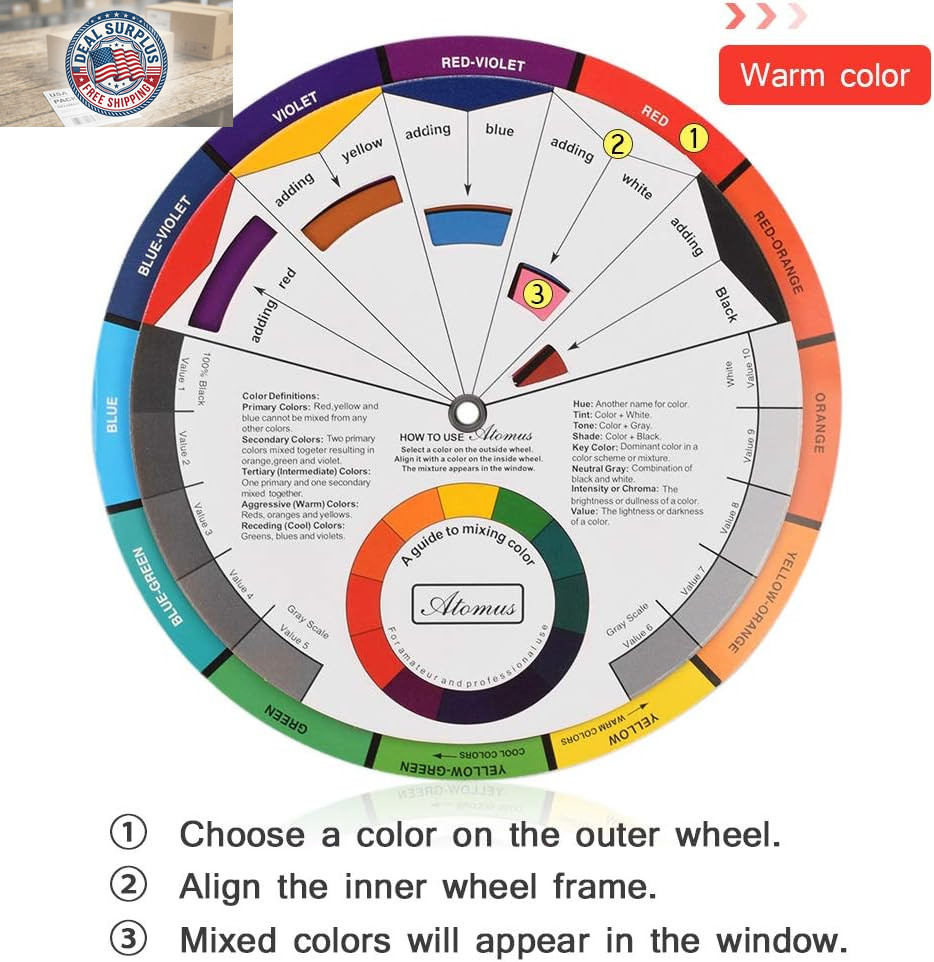 Creative Color Wheel, Paint Mixing Learning Guide, Art Class Teaching Tool for M