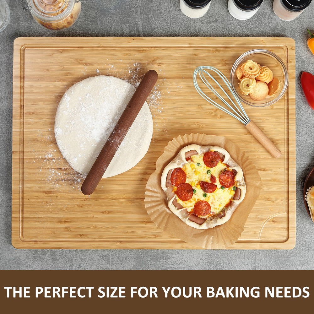 Premium Bamboo Chopping Board, Rectangular 24x18" for Vegetables, Meat & Cheese