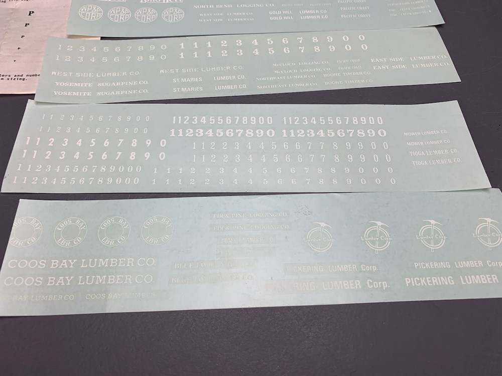 6X O Scale Micro-Scale / Custom NorthWest Short Line Logging R.R. Decals O2903